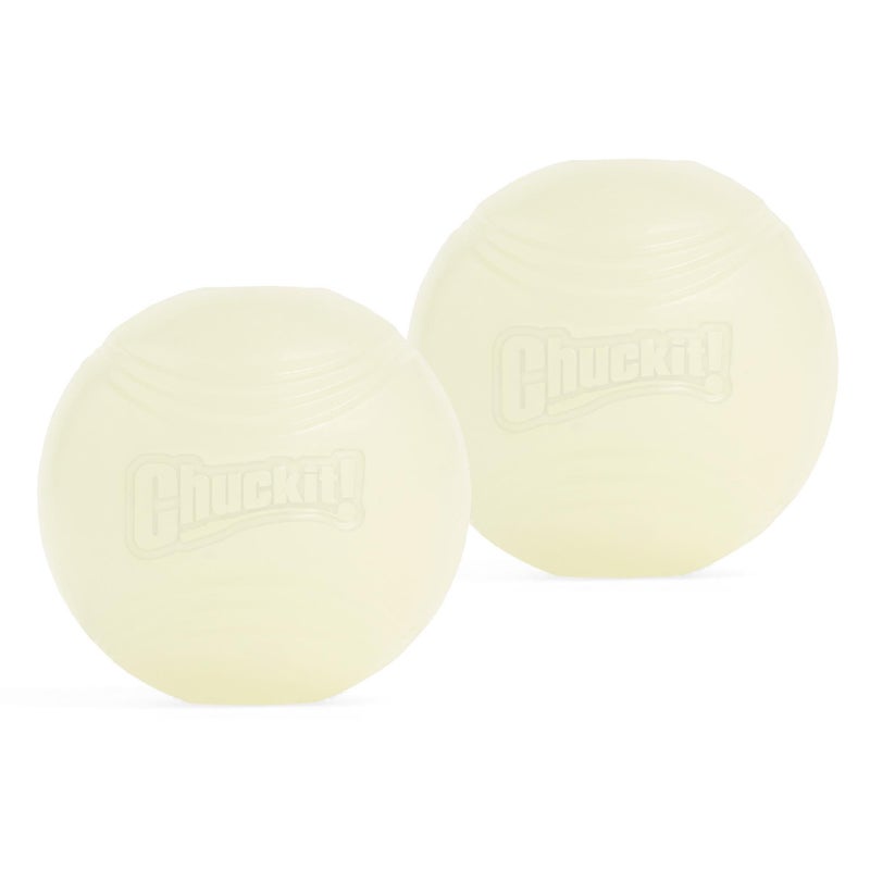Chuckit! Glow in the Dark Bouncy Balls - Ball for Dogs, Chuckit Dog Toy, Max Glow Balls - Medium, 2.5 Inch Pack of 2 - Image 1